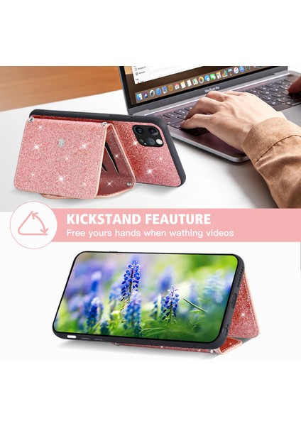 Iphone 13 Pro 6.1 Inç Anti-Fall Kickstand Pu Deri+Tpu Telefon Kapak Pembe (Yurt Dışından) modelleri