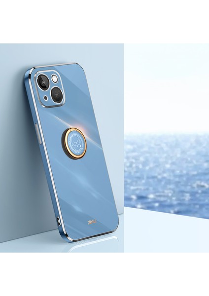 Iphone 13 Mini Telefon Kılıfı Için Yüzük Kickstand Sırt Kabuğu 5.4 Inç Damla Anti-Drop Elektrokaplatma Altın Kenar Kılıf Yumuşak Tpu Kapak-Blue (Yurt Dışından) fırsatları