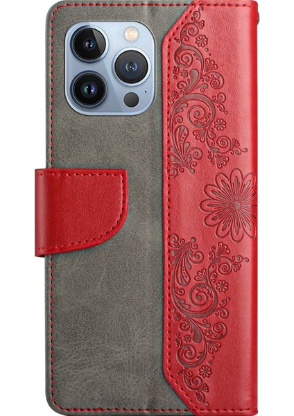 Iphone 13 Pro Telefon Kılıfı Pu Deri Baskısı Kelebek Çiçek Kılıfı 6.1 Inç Cüzdan Kapağı Katlanabilir Stand Kabuk Kırmızısı (Yurt Dışından) fırsatları