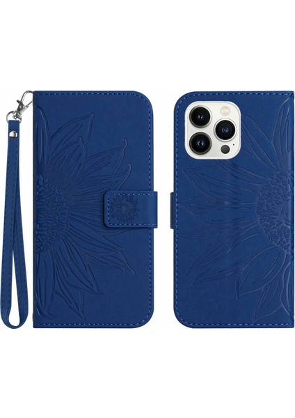 Iphone 13 Pro Max Telefon Kılıfı 6.7 Inç Ayçiçeği Baskılı Pu Deri Tam Koruma Kabuk Cilt Touch Katlanabilir Stand Telefon Cüzdan Kılıfı El Strap-Sapfire (Yurt Dışından) fiyatları