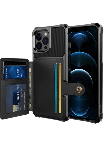 Iphone 13 Pro Telefon Kılıfı Için ZM03 Çok Dönen Koruma Tpu Telefon Kılıfı+Pu Deri Cüzdan Manyetik Metal Sayfası 6.1 Inç-Siyah (Yurt Dışından)