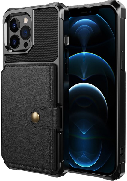 Iphone 13 Pro Telefon Kılıfı Için ZM03 Çok Dönen Koruma Tpu Telefon Kılıfı+Pu Deri Cüzdan Manyetik Metal Sayfası 6.1 Inç-Siyah (Yurt Dışından) fiyatları