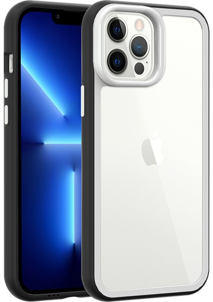 Iphone 13 Pro Max Telefon Kılıfı Şok Geçirmez Terek Telefon Kılıfı Akrilik Geri+Renkli Çetiş Çıkarılabilir 2-1 Arada Kapak Black (Yurt Dışından)