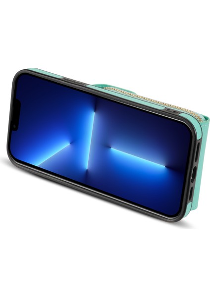 Iphone 13 Pro Max Telefon Kılıfı 6.7 Inç Fermuar Telefon Kılıfı Pu Deri Kaplamalı Tpu Kickstand Card Yuvası Kapak Yeşili (Yurt Dışından) fırsatları