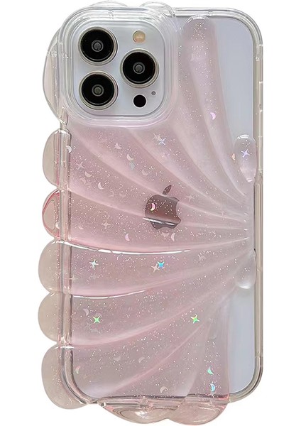 Iphone 13 Pro Max Telefon Kılıfı 6.7 Inç Glitter Star Epoxy Telefon Kılıfı Yumuşak Tpu Deniz Kabuğu Şok Geçirmez Kapak Pembe (Yurt Dışından)