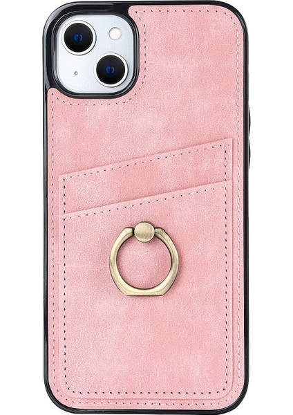 Iphone 13 Mini Telefon Kılıfı 5.4 Inç Retro Doku Kaplamalı Tpu Kılıf Kart Tutucu Damla Geçirmez Halka Tutucu Kickstand Telefon Kapak Pembe (Yurt Dışından) fiyatları