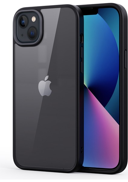 Iphone 13 Mini 5.4 Inç Mat Şok Geçirmez Telefon Kılıfı Tpu+Pc Şeffaf Arka Kapak Black (Yurt Dışından)