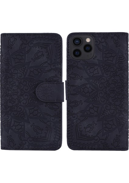 Iphone 13 Pro Telefon Kılıfı Için Çiçek Çok Yolda Koruma Telefon Kabuk Cüzdan Tasarımı Tasarım Deri Kılıf 6.1 Inç-Black (Yurt Dışından)