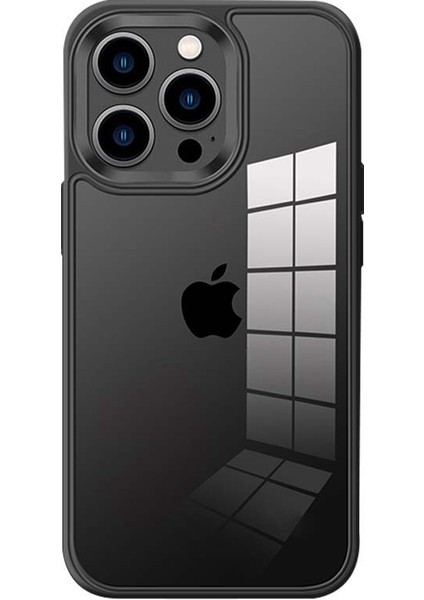 Iphone 13 Pro Telefon Kılıfı Için 6.1 Inç Şeffaf Akrilik+Tpu Hibrit Kılıf Metal Kamera Lens Çerçeve Black (Yurt Dışından)