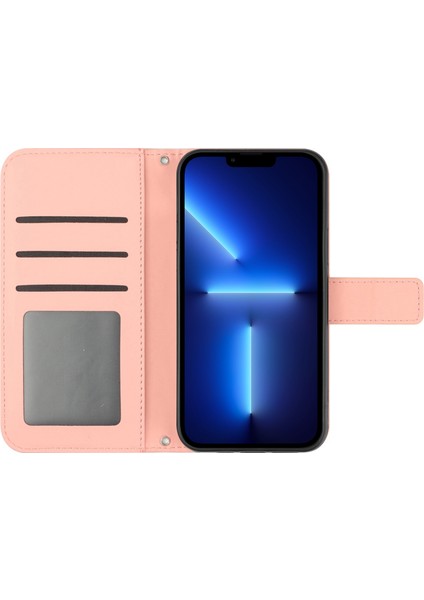 Iphone 13 Pro Max Telefon Kılıfı 6.7 Inç Pu Deri Cüzdan Kılıf Cilt Tahkisi Baskı Baskı Ayçiçeği Folio Flip Stand Telefon Kapağı Omuz Askısı Işığı Pembe (Yurt Dışından)