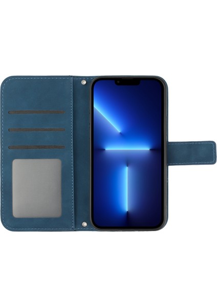 Iphone 13 Pro Max Telefon Kılıfı 6.7 Inç Pu Deri Cüzdan Kılıf Cilt Touch Baskı Baskısı Ayçiçeği Folio Flip Stand Telefon Kapağı Omuz Kayış-Dark Mavi (Yurt Dışından) fırsatları