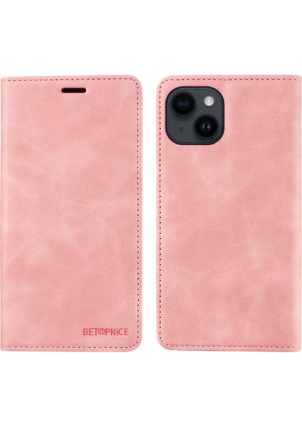 Iphone 13 Mini 5.4 Inç Cep Telefonu Kapağı Rfıd Engelleme Cüzdan Deri Stand Vaka-Pembe (Yurt Dışından)