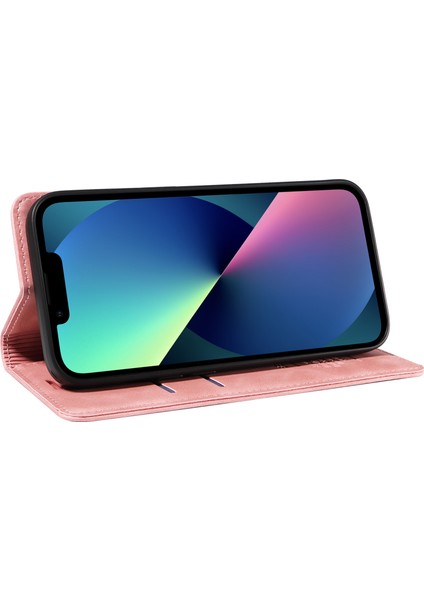Iphone 13 Mini 5.4 Inç Cep Telefonu Kapağı Rfıd Engelleme Cüzdan Deri Stand Vaka-Pembe (Yurt Dışından) modelleri