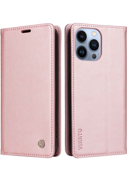 Iphone 13 Pro Max Telefon Kılıfı 6.7 Inç Yk- 001 Şok Geçirmez Pu Deri Deri Flip Cüzdan Kılıfı Güçlü Manyetik Otomatik Absorbed Stand Telefon Kapak Golü (Yurt Dışından)