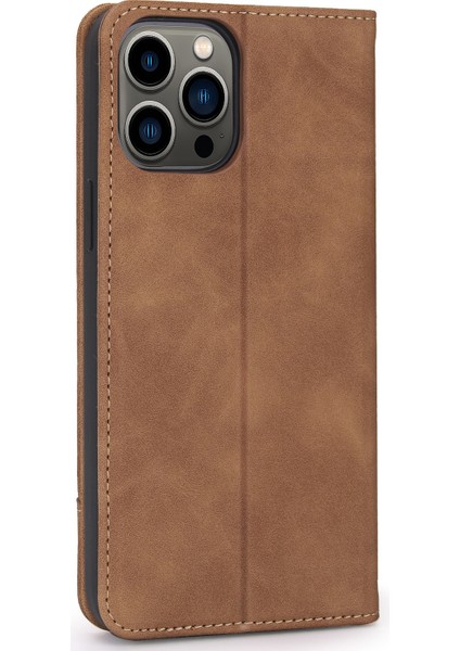 Iphone 13 Pro Telefon Kılıfı Otomatik Kapatma Manyetik Retro Pu Deri Flip Cüzdan Stand 6.1 Inç-Kahverengi (Yurt Dışından) modelleri