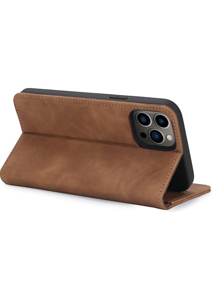 Iphone 13 Pro Telefon Kılıfı Otomatik Kapatma Manyetik Retro Pu Deri Flip Cüzdan Stand 6.1 Inç-Kahverengi (Yurt Dışından) fırsatları