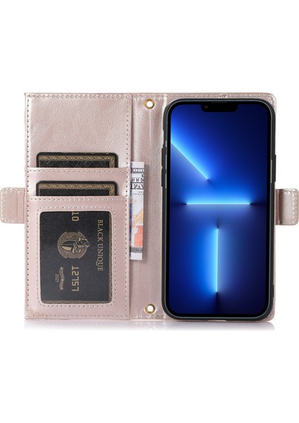 Iphone 13 Pro Telefon Kılıfı Için 6.1 Inç Zipper Cep Tasarımı Litchi Doku Anti-Çizelge Pu Deri Deri Kapak Cüzdan Strap-White (Yurt Dışından)