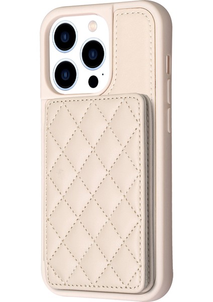 Iphone 13 Pro Max Telefon Kılıfı Deri Kaplamalı Tpu Kapak 6.7 Inç Kart Yuvaları Kickstand Telefon Anti-Çizelge Vaka Bej (Yurt Dışından)