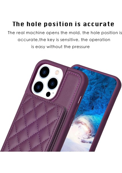 Iphone 13 Pro Max Telefon Kılıfı Deri Kaplamalı Tpu Kapak 6.7 Inç Kart Yuvaları Kickstand Telefon Anti-Çizelge Case-Dark Mor (Yurt Dışından) modelleri