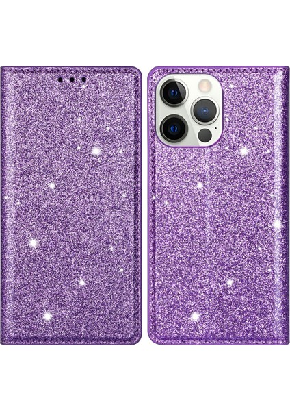 Iphone 13 Pro Telefon Kılıfı Için Ultra Yeterli Flash Puds Pu Deri Koruyucu Stand Kılıfı Kart Tutucusu 6.1 Inç-Morlu (Yurt Dışından)