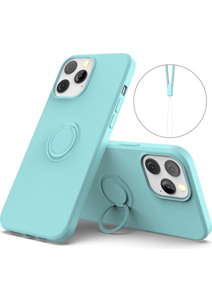 Iphone 13 Pro Telefon Kılıfı Için Ayarlanabilir Kickstand Design Çevre Dostu Sıvı Silikon Kolay Temiz Telefon Koruyucu Kılıf Korusu, Kullanışlı Kayış 6.1 Inç-Mavi (Yurt Dışından)