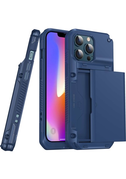 Iphone 13 Pro Max Telefon Kılıfı Için 6.7 Inç Hassas Kesim Tpu+Pc Tarafı Kart Yuvası Mavisi ile Kayma Tasarım Koruyucu Telefon Kılıfı (Yurt Dışından)