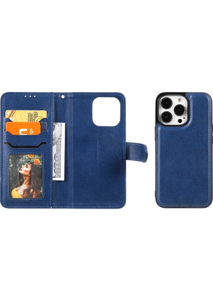 Iphone 13 Pro Telefon Kılıfı Pu Deri+Tpuing Kılıf Söndürülebilir 2'si Tasarım Cüzdan Stand Tasarımı 6.1 Inç-Mavi (Yurt Dışından) fırsatları