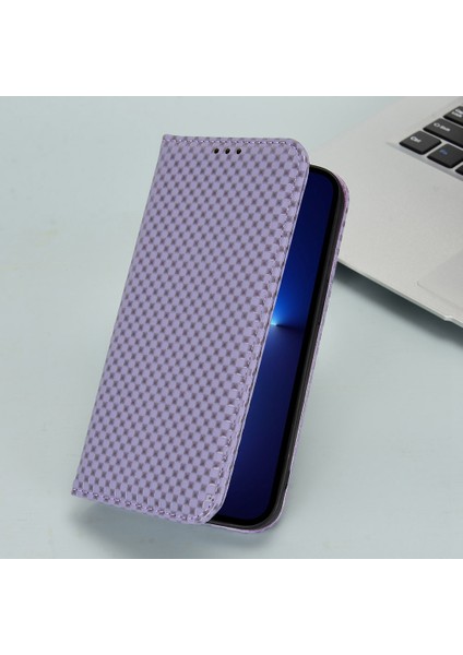 Iphone 13 Pro Max Telefon Kılıfı 6.7 Inç Pu Deri Telefon Flip Cüzdan Kılıfı Izgara Dokusu Manyetik Otomatik Absorlanmış Telefon Kapağı Koruyucu Kabuk Işığı Mor (Yurt Dışından) fırsatları