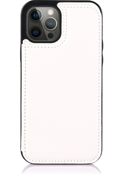 Iphone 13 Pro Telefon Kılıfı Için Üst Düzey Pu Deri ve Tpu Çift Manyetik Düğmeler Çılgın At Dokusu Kickstand Card Tutucu 6.1 Inç-Beyaz (Yurt Dışından) modelleri