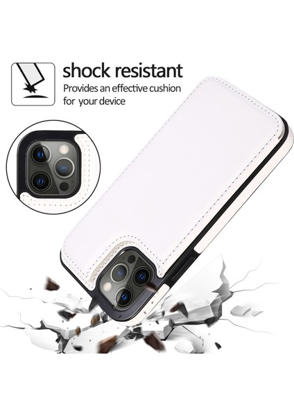 Iphone 13 Pro Telefon Kılıfı Için Üst Düzey Pu Deri ve Tpu Çift Manyetik Düğmeler Çılgın At Dokusu Kickstand Card Tutucu 6.1 Inç-Beyaz (Yurt Dışından) fırsatları