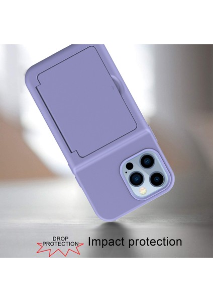 Iphone 13 Pro Telefon Kılıfı Etki Tamponu Akrilik+Tpu Hibrit Kılıf Kapağı Kart Tutucu ve Gizli Ayna 6.1 Inç Işık Mor (Yurt Dışından) modelleri