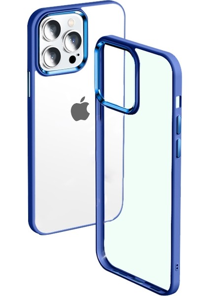 Iphone 13 Pro Telefon Kılıfı Için Slim 6.1 Inç Koruyucu Kapak Silikon+Metal Lensli Akrilik Anti-Fall Telefon Kabuğu Çerçeve-Karanlık Mavi (Yurt Dışından)