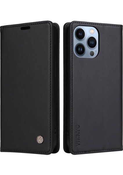 Iphone 13 Pro Max Telefon Kılıfı 6.7 Inç Yk- 001 Şok Geçirmez Pu Deri Deri Flip Cüzdan Kılıfı Güçlü Manyetik Otomatik Ahmsorbed Stand Telefon Kapağı Black (Yurt Dışından)