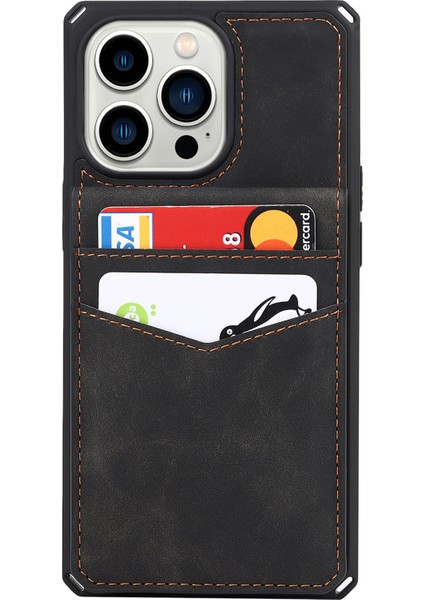 Iphone 13 Profesyonel Telefon Kılıfı Dikey Flip Kart Yuvaları Tasarım Düğmesi Kapatma Cilt-Touch Iyi Korumalı Pu Deri Kaplamalı Tpu Kickstand 6.1 Inç-Siyah (Yurt Dışından) fiyatları