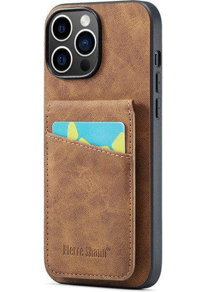 Iphone 13 Pro Max Telefon Kılıfı Tutucu Için Telefon Kickstand Case Rfıd Blowantock Pu Deri+Tpu Kapak-Kahverengi (Yurt Dışından)