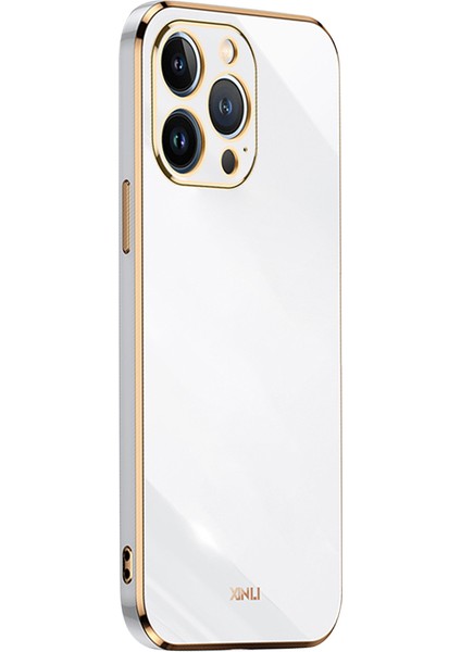 Iphone 13 Pro Telefon Kılıfı 6.1 Inç Çizgiye Döküm Anti-Damla Koşullu Hassas Kesme Kılıfı Elektrapan Altın Kenar Yumuşak Tpu Kabuk-Beyaz (Yurt Dışından)