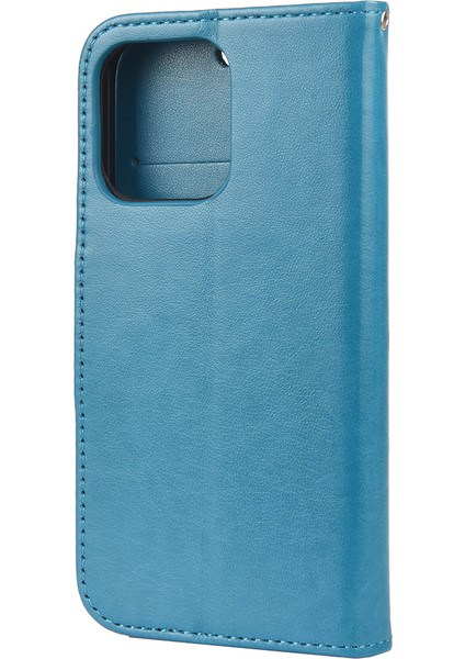 Iphone 13 Pro Telefon Kılıfı Için Çok Yolda Koruyucu Kelebek Çiçek Deri Deri Cüzdan Telefon Stand Kılıfı 6.1 Inç-Mavi (Yurt Dışından) modelleri