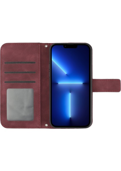 Iphone 13 Pro Max Telefon Kılıfı 6.7 Inç Pu Deri Cüzdan Kılıf Cilt Tahkisi Baskı Baskı Ayçiçeği Folio Flip Stand Telefon Kapağı Omuz Kayışı Kırmızısı (Yurt Dışından) fırsatları