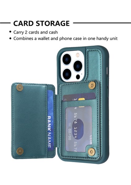 Iphone 13 Pro Max Telefon Kılıfı Deri Kaplamalı Tpu Kapak 6.7 Inç Kart Yuvaları Kickstand Telefon Anti-Çizelge Kılıf Yeşili (Yurt Dışından) fırsatları