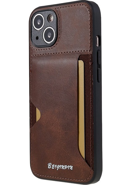 Iphone 13 Mini Telefon Kılıfı Için 5.4 Inç Önleyici Kartı Yuvası Pu Deri+Tpu+Pc Hassas Kesim Tasarımı Koruyucu Kapak Kahverengi (Yurt Dışından)