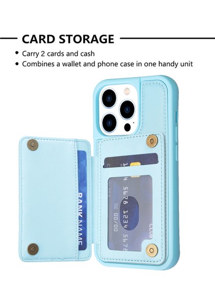 Iphone 13 Pro Max Telefon Kılıfı Deri Kaplamalı Tpu Kapak 6.7 Inç Kart Yuvaları Kickstand Telefon Anti-Çizelge Kılıf Mavisi (Yurt Dışından) fırsatları