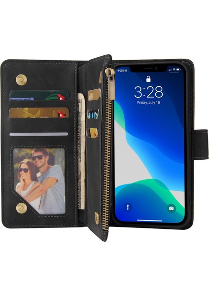 Iphone 13 Pro Telefon Kılıfı 6.1 Inç Zipper Cep Tasarımı Pu Deri Cep Telefonu Cüzdan Stand Kapağı Çok Kart Yuvaları Damla Geçirmez Kılıf Kılıfı (Yurt Dışından) fiyatları