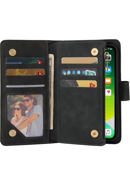 Iphone 13 Pro Telefon Kılıfı 6.1 Inç Zipper Cep Tasarımı Pu Deri Cep Telefonu Cüzdan Stand Kapağı Çok Kart Yuvaları Damla Geçirmez Kılıf Kılıfı (Yurt Dışından) fırsatları