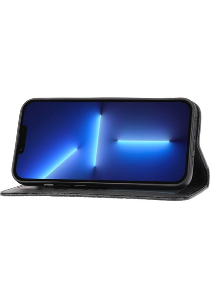 Iphone 13 Pro Max Telefon Kılıfı 6.7 Inç Manyetik Anti-Fingerprint Buzağı Dokusu Pu Deri Kılıf Cüzdan Baskılı Rhombus Desen Telefon Stand Kapağı Strap-Black (Yurt Dışından) fiyatları