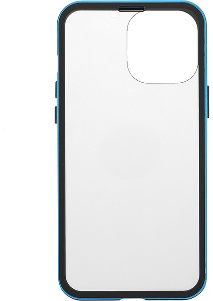 Iphone 13 Pro Telefon Kılıfı 6.1 Inç Metal Tampon+Çift Sandalı Temperli Cam Anti-Peep Manyetik Koruyucu Kapak Mavisi (Yurt Dışından) modelleri