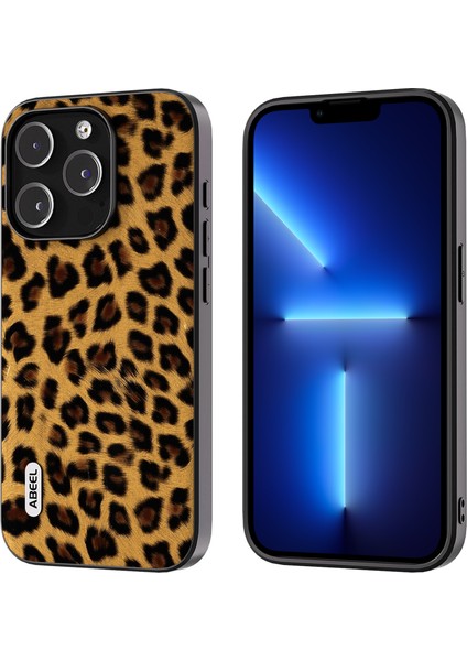 Iphone 13 Pro Leopard Dokusu Için Slim Case Pu Deri+Tpu+Pc Telefon Kapağı-Sold (Yurt Dışından)