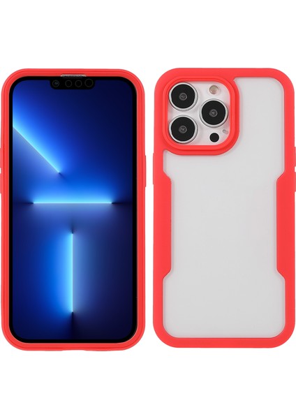 Iphone 13 Pro Telefon Kılıfı Için 360 Derece Tam Koruma Pet Ekranı Filmi+Akrilik+Tpu Kameralı Kamera Lens Koruması 6.1 Inç-Kırmızı (Yurt Dışından)
