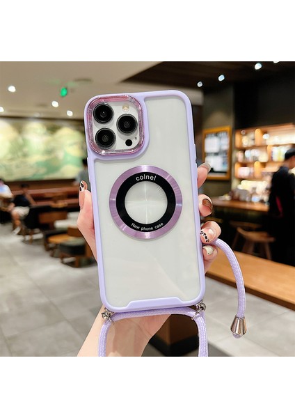 Iphone 13 Pro Pc+Tpu Şok Geçirmez Telefon Kapağı Boyun Kordon-Mor ile Manyetik Net Kasa (Yurt Dışından) fiyatları