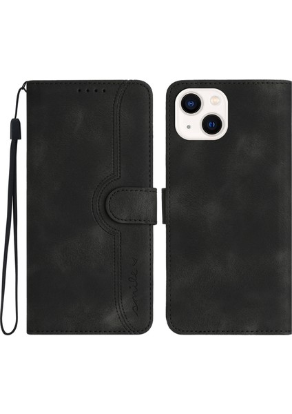Iphone 13 Mini Karakter Anti-Cratch Pu Deri Stand Telefon Kılıfı Baskılı Cüzdan Flip Cover-Black (Yurt Dışından)