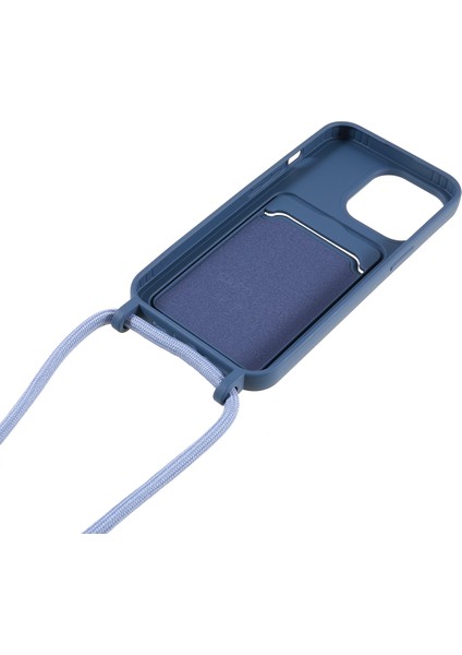 Iphone 13 Pro Max Telefon Kılıfı Sıvı Silikon Kılıf 6.7 Inç Kart Yuvası Strap-Blue ile Koruyucu Telefon Kapağı (Yurt Dışından) fırsatları